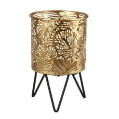 Pflanztopf Mit Füßen - Gold/schwarz - Aus Metall - Ca. 13 X 21 Cm