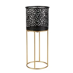 Pflanztopf Mit Ständer - Schwarz/gold - Aus Metall - Ca. 13 X 33 Cm