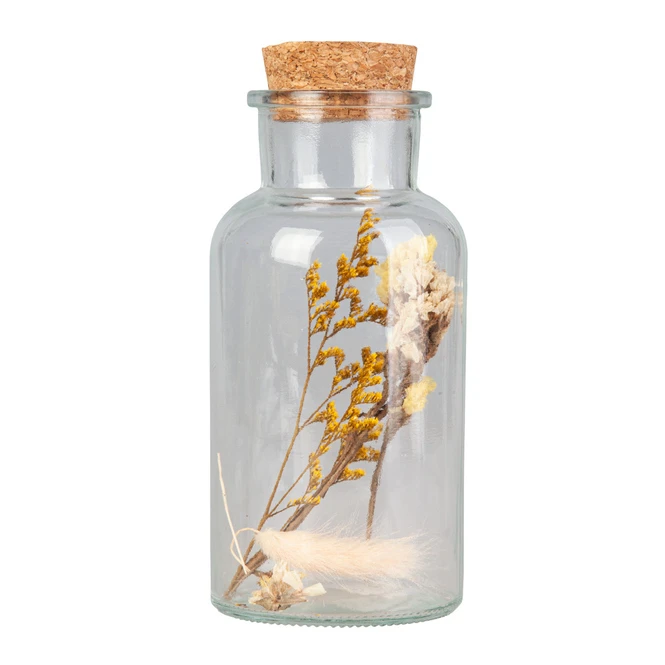 Flasche Mit Trockenblumen - Braun/gelb/hellrosa - Aus Glas - Ca. 8 X 16,5 Cm 1 Flasche Mit Trockenblumen - Braun/gelb/hellrosa - Aus Glas - Ca. 8 X 16,5 Cm