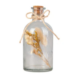 Flasche Mit Trockenblumen - Beige/braun - Aus Glas - Ca. 6,5 X 13,5 Cm
