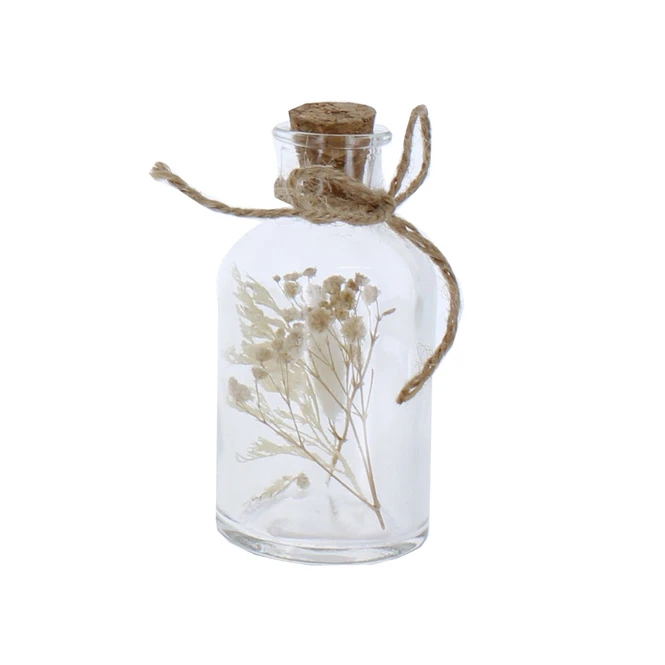 Flasche Mit Trockenblumen - Weiß/creme - Aus Glas - Ca. 5,5 X 10,5 Cm 1 Flasche Mit Trockenblumen - Weiß/creme - Aus Glas - Ca. 5,5 X 10,5 Cm