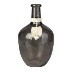 Glas-Vase Mit Makrameeblatt - Bauchig - Ca. 18 X 30,5 Cm