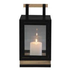 Laterne - Aus Holz Und Metall - Ca. 17,5 X 17 X 34 Cm