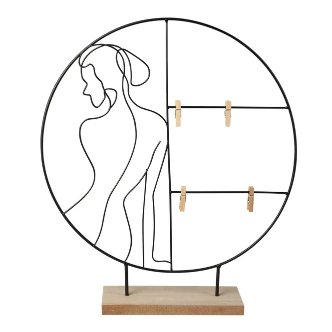 Bilderrahmen - Frauensilhouette Linksblickend - Aus Metall Und Holz - Ca. 35,5 X 7 X 40,5 Cm 1 Bilderrahmen - Frauensilhouette Linksblickend - Aus Metall Und Holz - Ca. 35,5 X 7 X 40,5 Cm