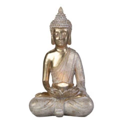 Buddha Sitzend Mit Teelichthalter - Aus Polyresin - Ca. 24 X 17,5 X 39 Cm