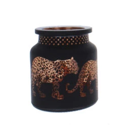 Windlicht - Leoparden - Aus Glas - Ca. 10 X 11,5 Cm