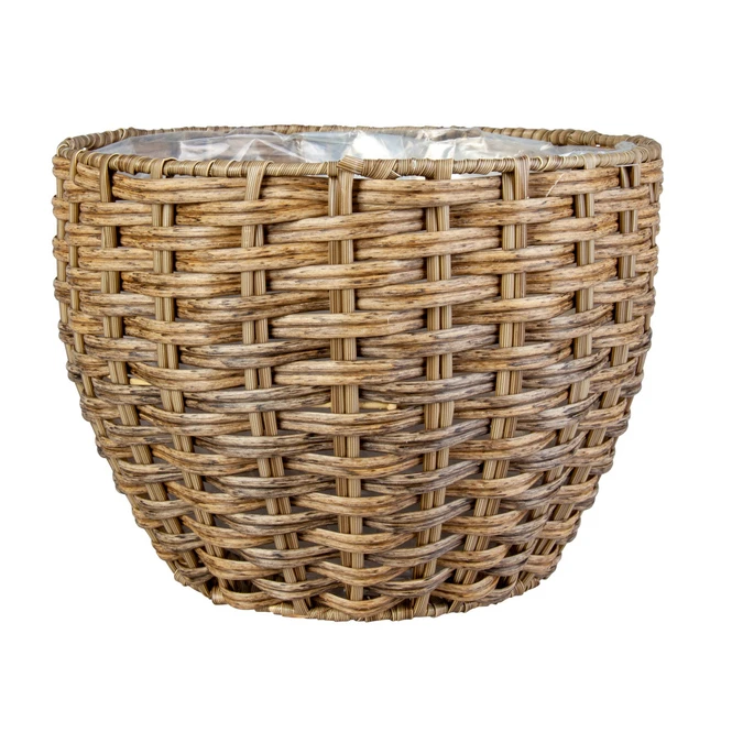 Pflanzkorb Rund - Grau/braun - Aus Kunststoffrattan - Ca. 27 X 19 Cm 1 Pflanzkorb Rund - Grau/braun - Aus Kunststoffrattan - Ca. 27 X 19 Cm