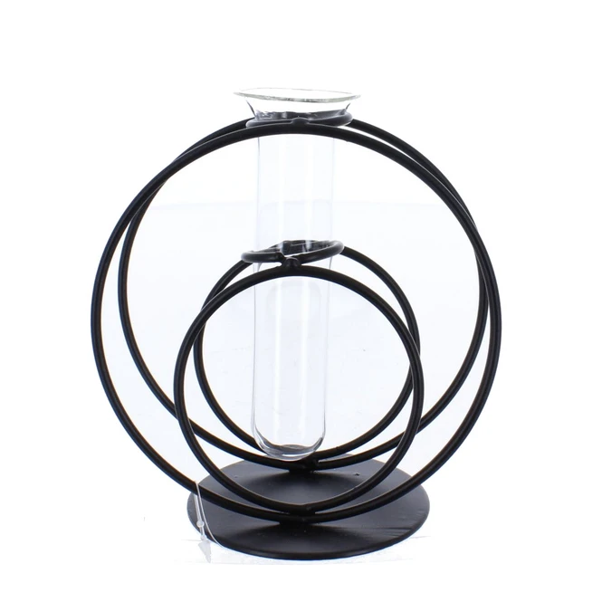 Vase - Reagenzgläser In Ständer - Aus Metall Und Glas - Ca. 12,5 X 8 X 13,5 Cm 1 Vase - Reagenzgläser In Ständer - Aus Metall Und Glas - Ca. 12,5 X 8 X 13,5 Cm