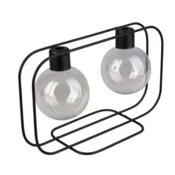 Doppelvase In Kugelform - Schwarz - Aus Metall Und Glas - Ca. 25,5 X 9,5 X 15 Cm