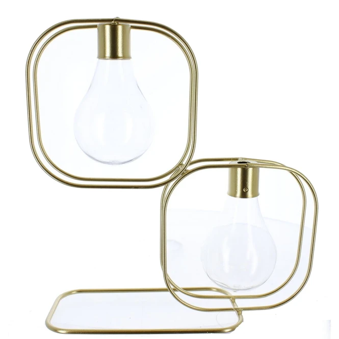 Doppelvase - 2 Glühbirnen - Aus Metall Und Kunststoff - Ca. 25 X 9 X 25,5 Cm 1 Doppelvase - 2 Glühbirnen - Aus Metall Und Kunststoff - Ca. 25 X 9 X 25,5 Cm