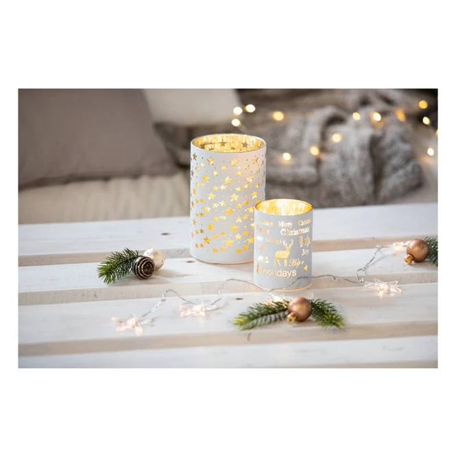 LED-Zylinder - Sterne - Aus Glas - Ca. 10 X 15,5 Cm 1 LED-Zylinder - Sterne - Aus Glas - Ca. 10 X 15,5 Cm