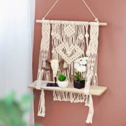 Dekohänger - Makramee-Regal - Ca. 45 X 13 Cm